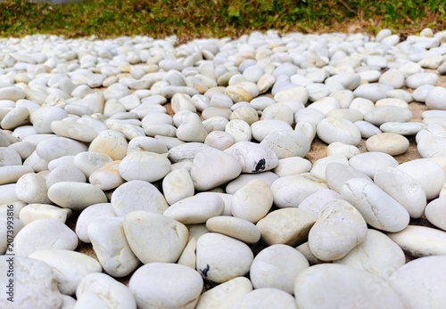 Photography White pebble stones background for garden decoration and zen concept