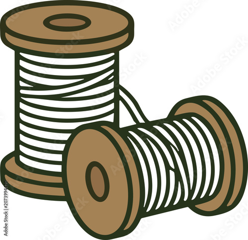 Fotografie Two Spools of Thread, Sewing Supplies, Crafting Material, Hobby Supplies