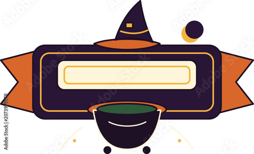 Witch Cauldron Halloween Banner Label Template
