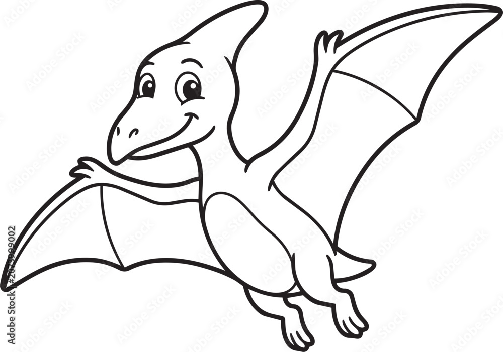 Fototapeta premium Pterodactyl Flying Dinosaur Coloring Page Vector Art