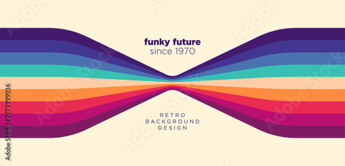 Quadro su tela Vibrant retro background with flowing lines inspired by the 1970s