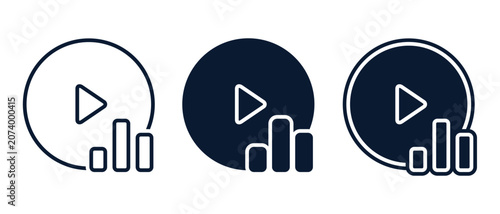 Video Viewer Statistics Icon. Analytics Chart Symbol. Vector Illustration