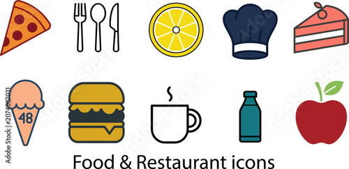 Collection of food and restaurant icons