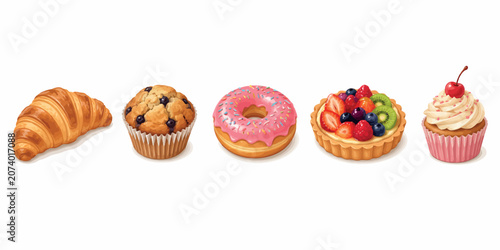Vsai assortment of sweet pastries and bakery desserts
