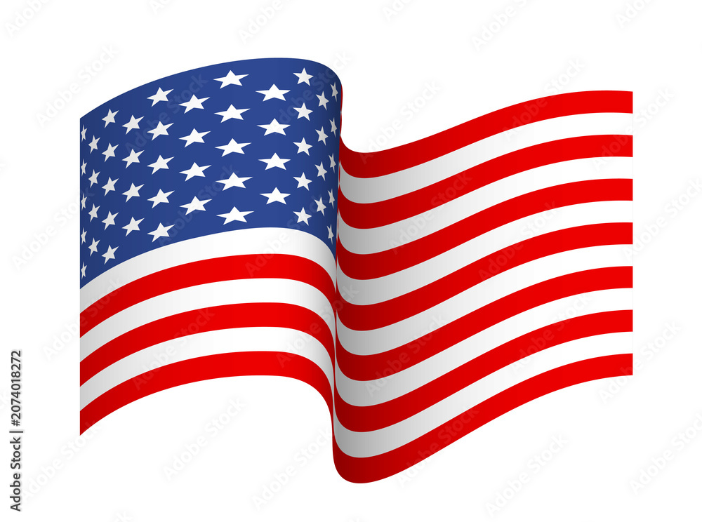 Fototapeta premium USA flag close up. American flag over transparent background png illustration