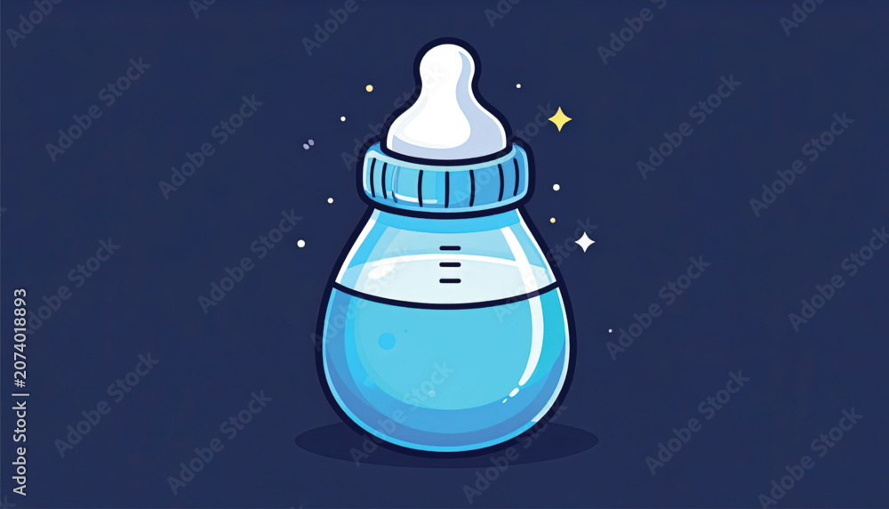 Naklejka premium Baby bottle with milk inside.