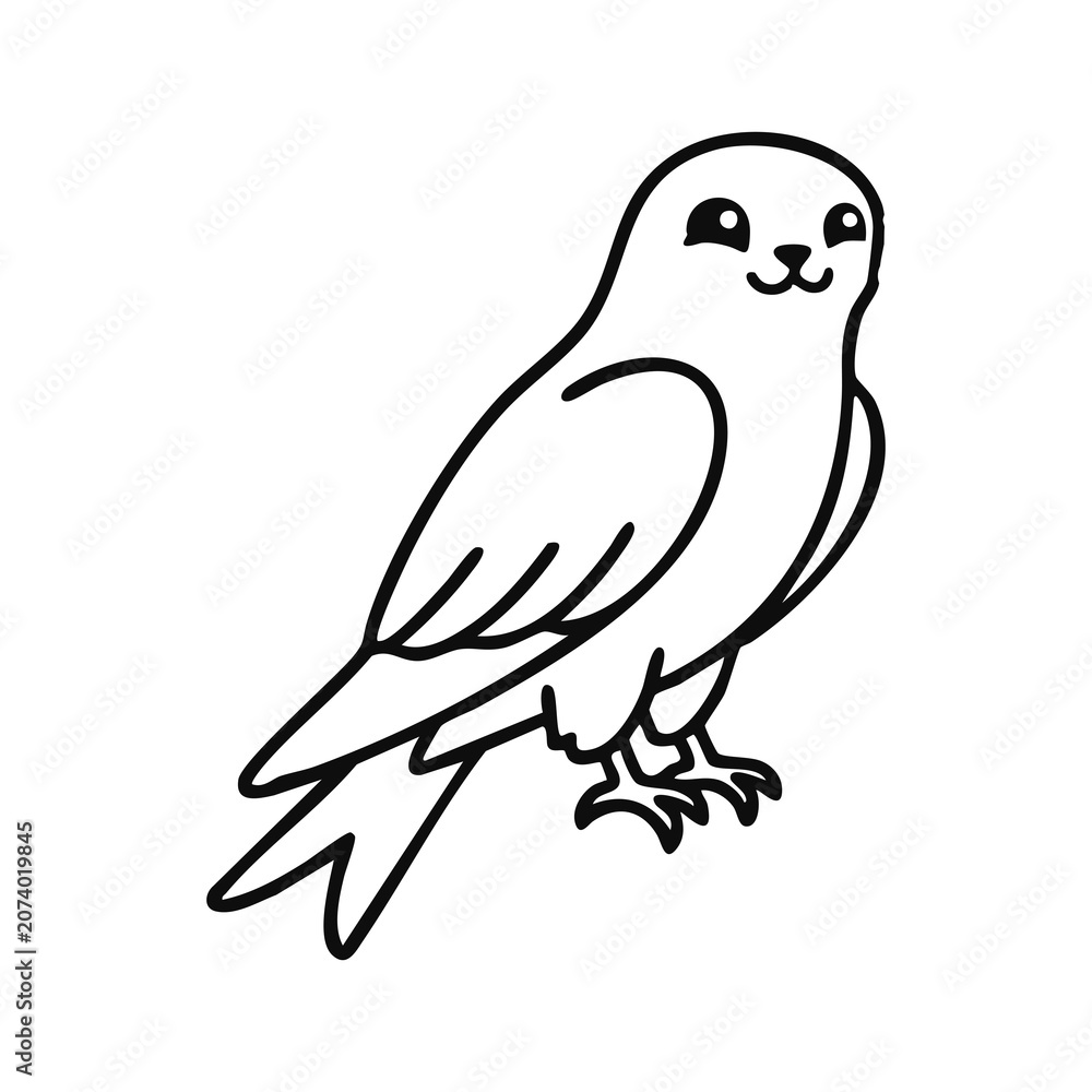 Fototapeta premium Cute Cartoon Falcon Bird Line Art Illustration for Printable Coloring Activities