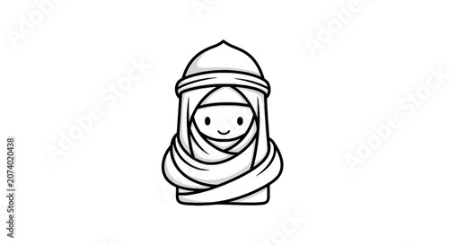 Smiling Muslim Woman Wearing Hijab Headscarf.