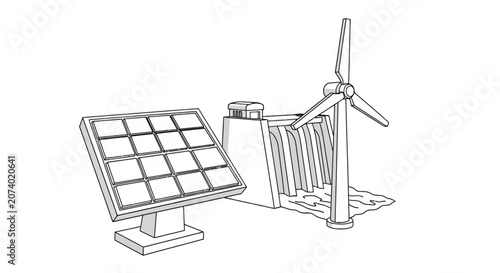 Solar panel and wind turbine system.