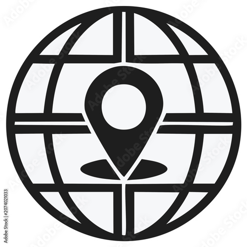 Globe with Location Pin Icon, Illustration for Global Positioning, Navigation, and Travel