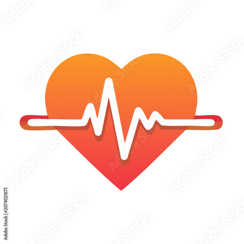 Heart with ECG Line Flat Vector Icon