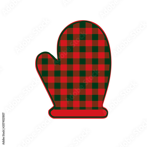 Red and Black Checkered Mittens Vector Illustration