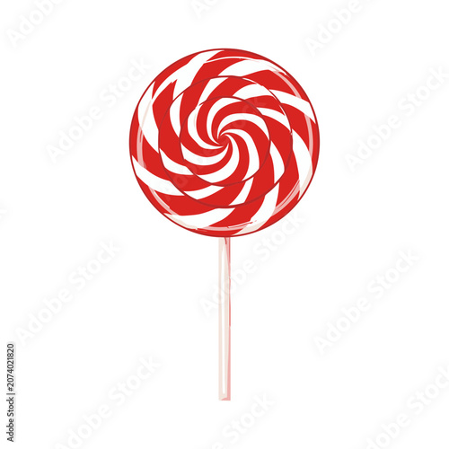 Red and white swirl lollipop vector illustration