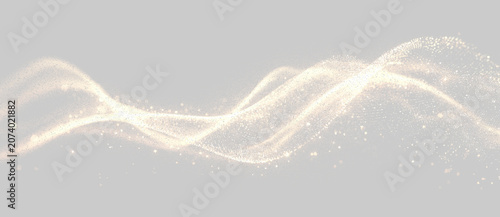 Canvastavla Transparent png golden light wave with elegant flowing particles and shining dus