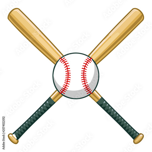 Baseball with Crossed Bats Vector Illustration