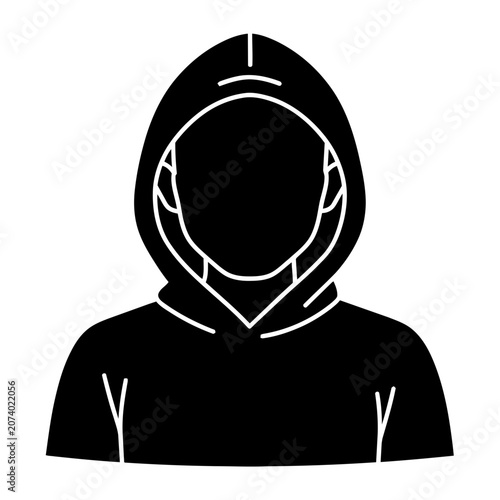 Black hooded figure silhouette vector icon