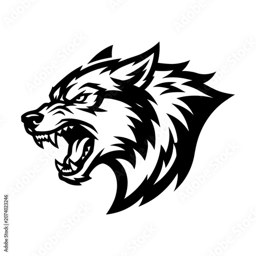 Black and white wolf head logo 2.