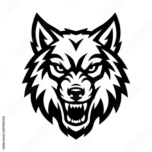 Black and white wolf head logo 1.