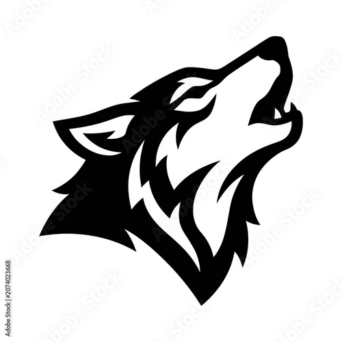 Black and white wolf head silhouette.