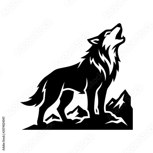 Black silhouette of a howling wolf 2.