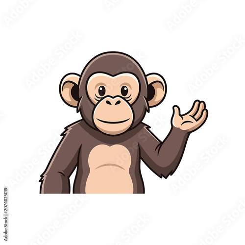 Obraz na płótnie Cartoon monkey waving hand gesture.