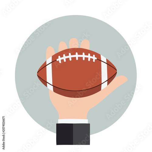 Hand holding American football vector illustration