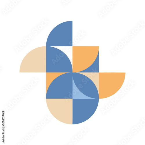 Abstract Geometric Logo with Circles and Squares