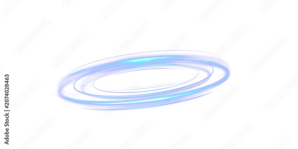 Naklejka premium Blue Neon Energy Portal Ring with Glowing Circular Light Trail and Futuristic Plasma Effect Isolated on Transparent Background
