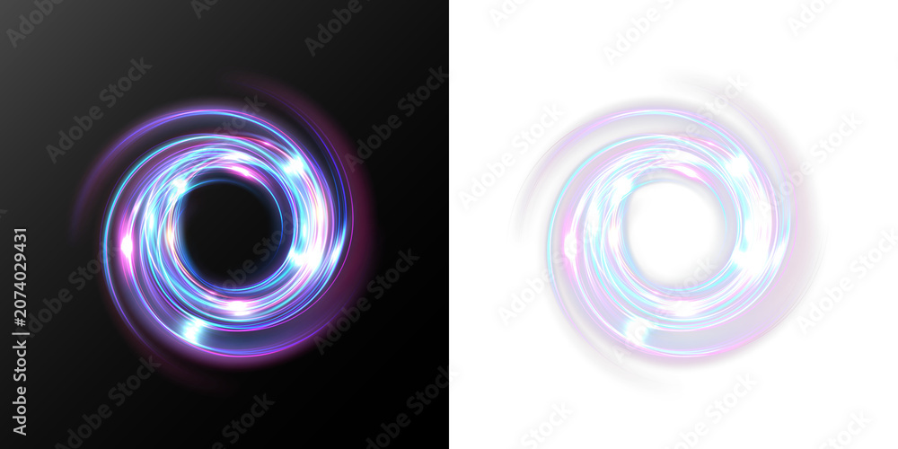 Naklejka premium Glowing Neon Energy Ring Portal with Futuristic Circular Light Trail and Sci Fi Magic Halo Isolated on Transparent Background