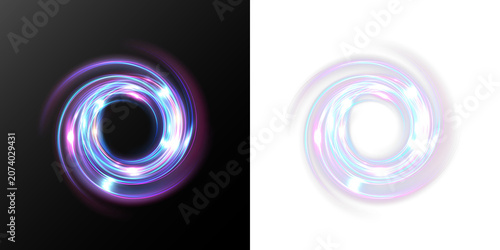 Fotografía Glowing Neon Energy Ring Portal with Futuristic Circular Light Trail and Sci Fi