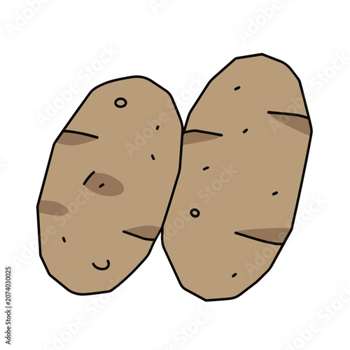 Two Brown Potatoes Flat Vector Illustration
