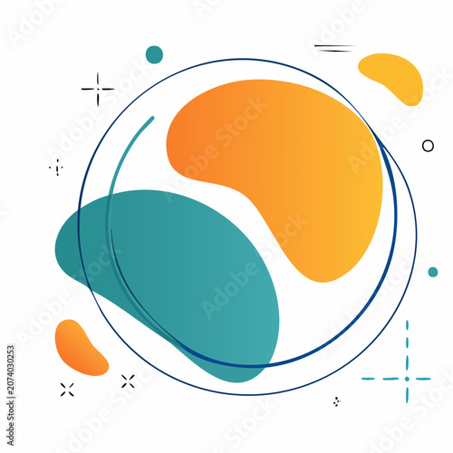 Abstract Fluid Shapes with Gradient Colors and Geometric Elements