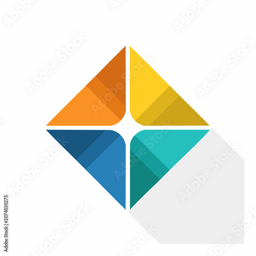 Abstract Geometric Logo with Four Colorful Segments and Shadow