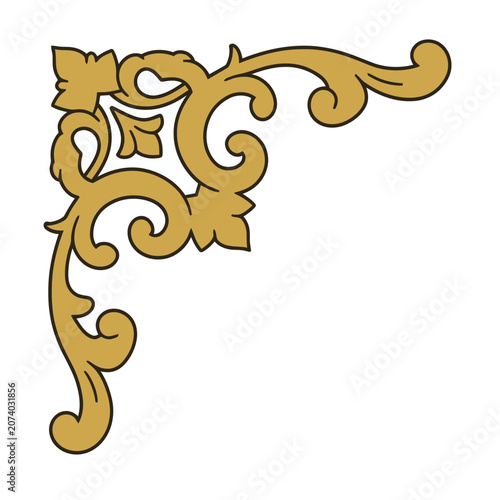 Baroque ornamental corner scrollwork in gold