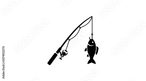 Photos Fishing rod with caught fish icon