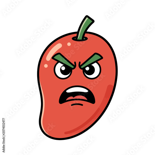 Angry cartoon chili pepper with face