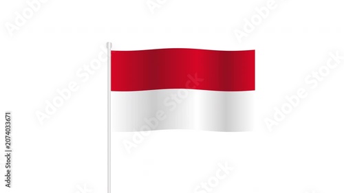 Animated Waving Indonesian Flag on Flagpole with Red White National Banner Motion Graphic