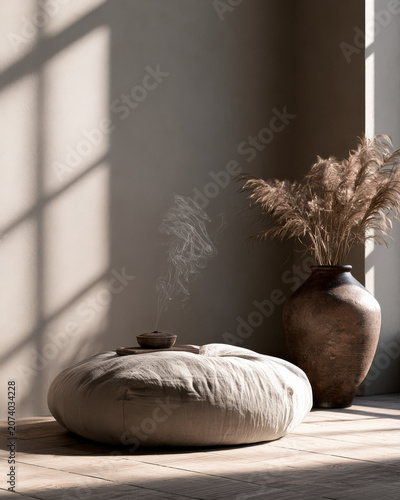 Soft sunlight streams through windowpanes