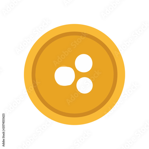 Orange Button with Four Holes Vector Icon