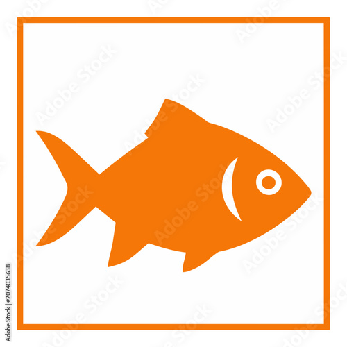 Orange fish vector icon in flat design