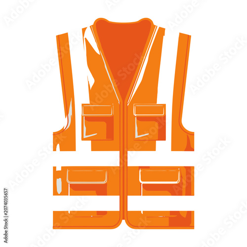 Orange high visibility safety vest vector illustration