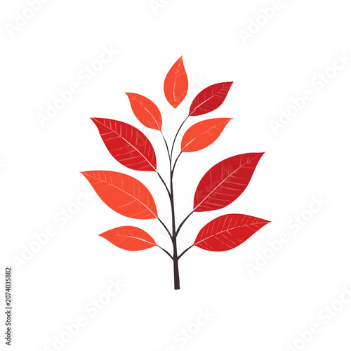Autumn leaves on branch vector illustration