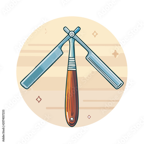 Vintage Safety Razor Flat Vector Illustration