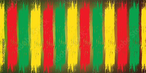 Canvas Print Modern and popular grunge background with reggae colors: green, yellow, red