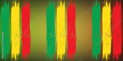 Fotografía Modern and popular grunge background with reggae colors: green, yellow, red