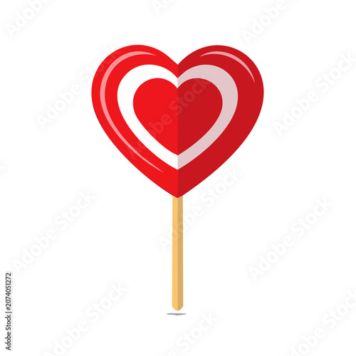 Heart Shaped Lollipop Vector Illustration