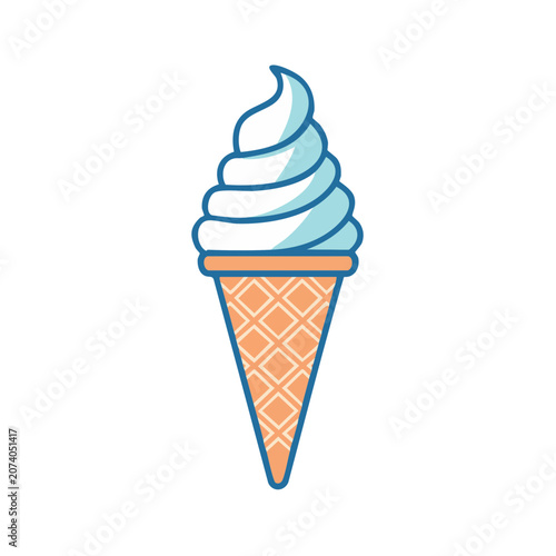 Soft Serve Ice Cream in Waffle Cone Vector Illustration