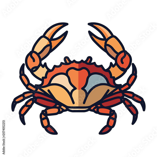 Fotografi Colorful crab with raised claws sideways.