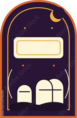 Graveyard Tombstone Halloween Badge Template
