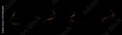 Schilderij op canvas gold Transparent png of golden twirl swirl with glittering dust line and elegant